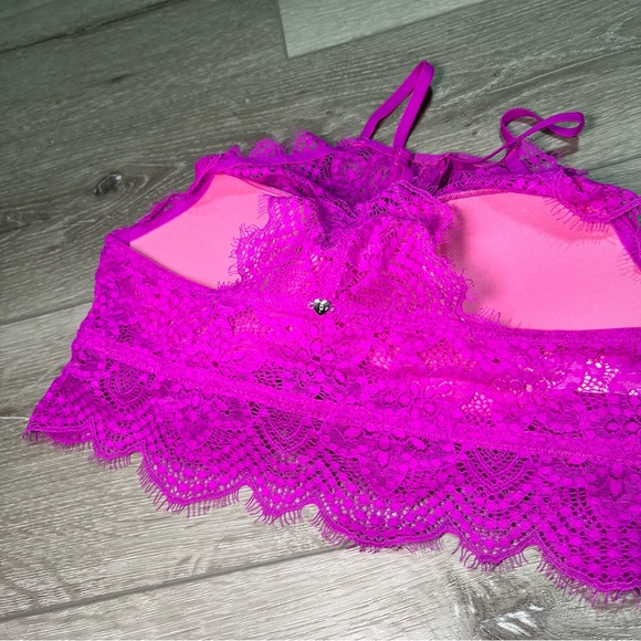 Victoria's Secret PINK high neck lace pushup underwire bralette S AA-C - Picture 2 of 5